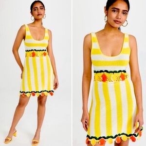 Staud Yellow Striped Knit Dress